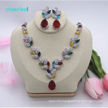 Colorful bling bling zircon bridal wedding jewelry necklace sets NE-201